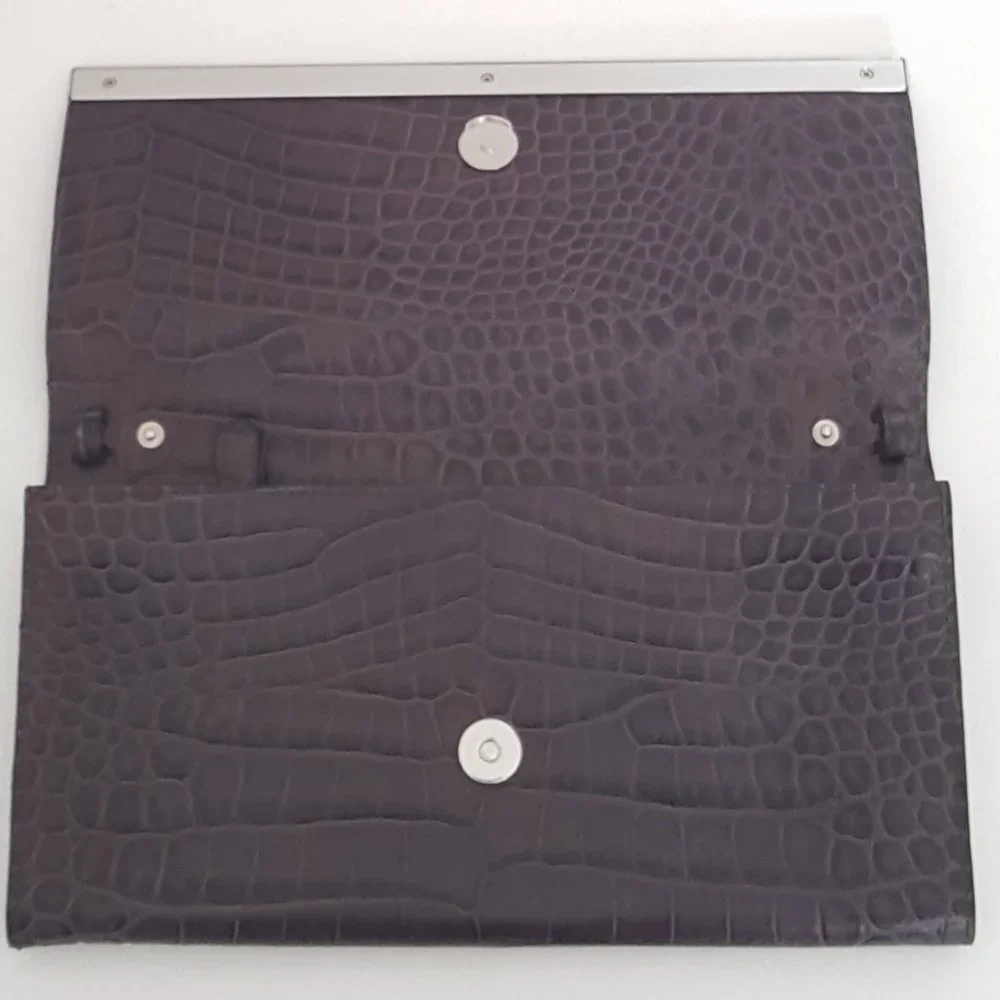 MICHAEL KORS JET SET CHARM LARGE WALLET ON A CHAIN BROWN  Leather Crocodile - Picture 10 of 16